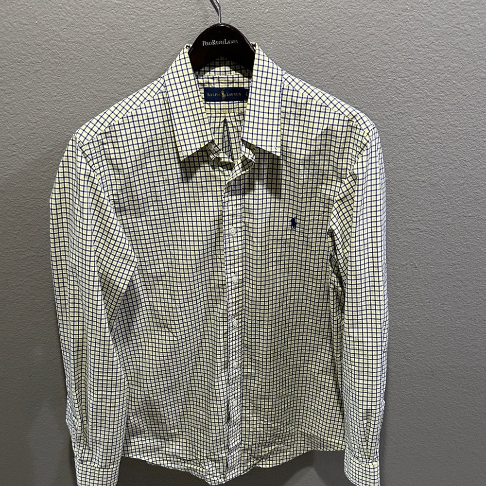 Polo🏇 by Ralph Lauren Men's White Yellow Checkered Shirt